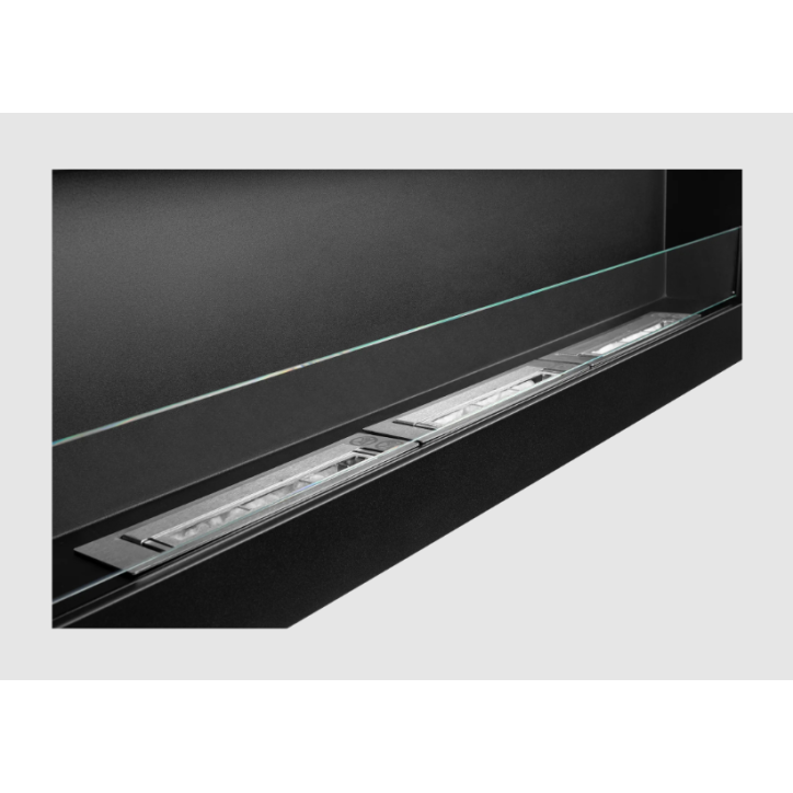 Bio-lareira de parede 1200 x 400 BOX com vidro – Acabamento estruturado