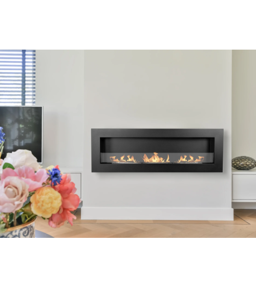 Biochimenea de pared 1200 x 400 BOX con cristal – Acabado estructurado