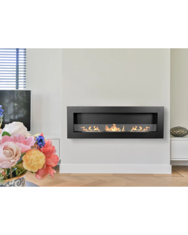 Biochimenea de pared 1200 x 400 BOX con cristal – Acabado estructurado