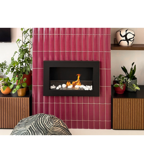 Biocamino 650 x 400 Slim nero con vetro
