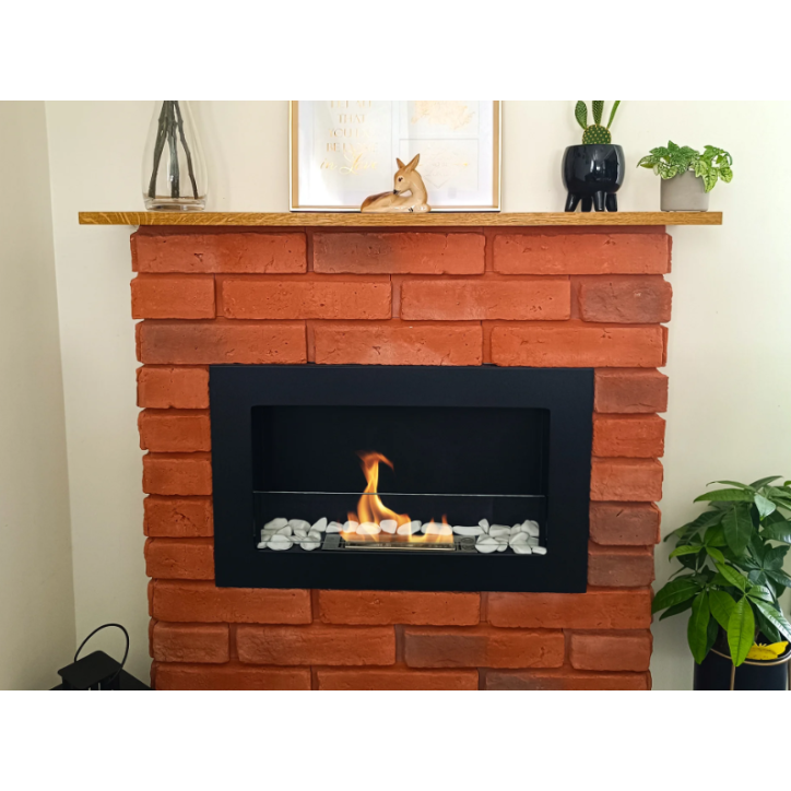 Bio-lareira 650 x 400 Slim preta com vidro
