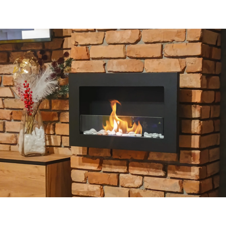 Bio-lareira 650 x 400 Slim preta com vidro