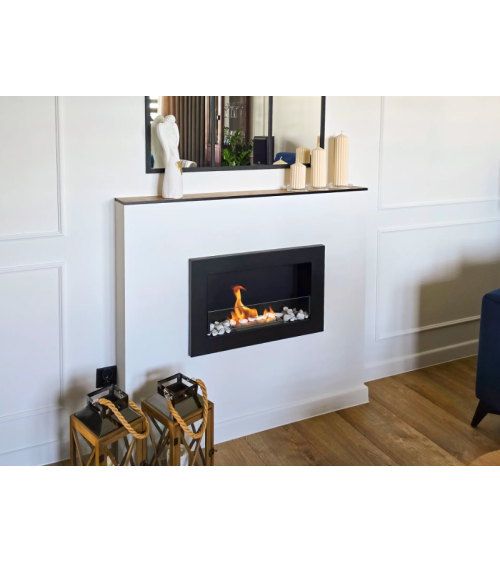 Bio-lareira 650 x 400 Slim preta com vidro