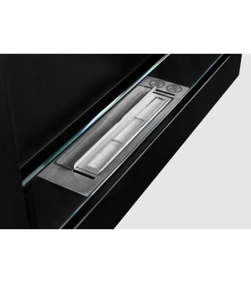 Biocamino 650 x 400 Slim nero con vetro