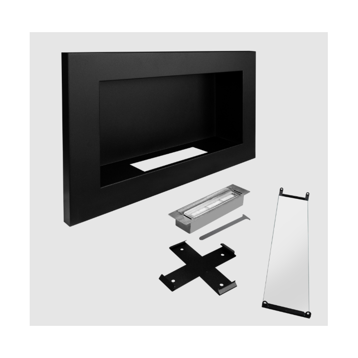 Bio-lareira 650 x 400 Slim preta com vidro