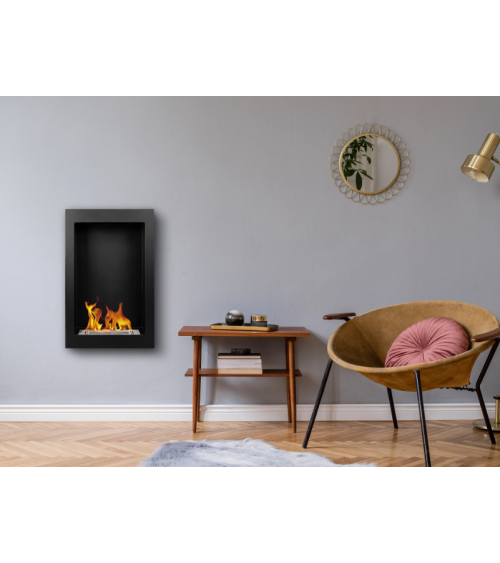 Biochimenea suspendida vertical -61 x 39 x 12 cm– negro mate estructurado