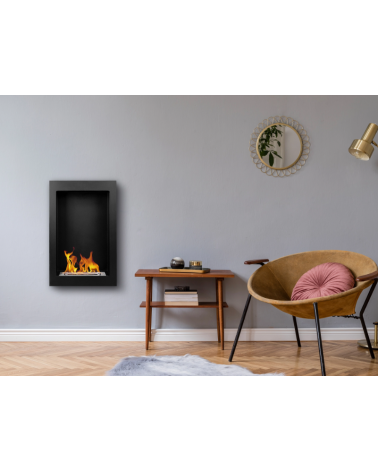 Biocamino sospeso verticale -61 x 39 x 12 cm– Nero opaco strutturato