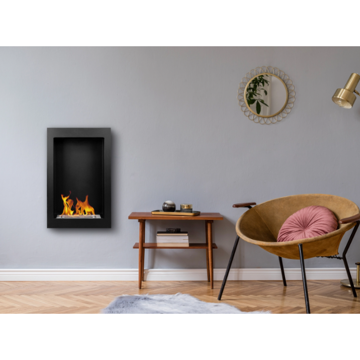 Biocamino sospeso verticale -61 x 39 x 12 cm– Nero opaco strutturato