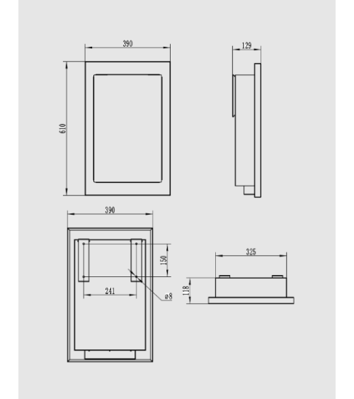 Biochimenea suspensa vertical -61 x 39 x 12 cm– preto mate estruturado