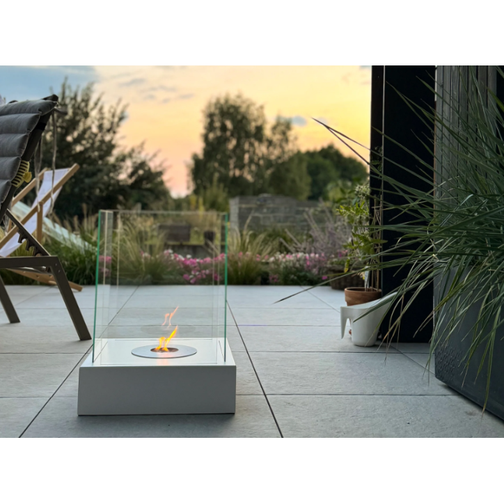 Biocheminée sur pied Sunset Garden Blanc 40 x 40 x 52 cm