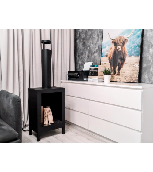 Biochimenea de suelo Kozen negro mate 44 x 136 x 31 cm