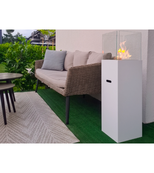 Biocheminée sur pied PATIO blanc mat 95,7 x 26,8 cm