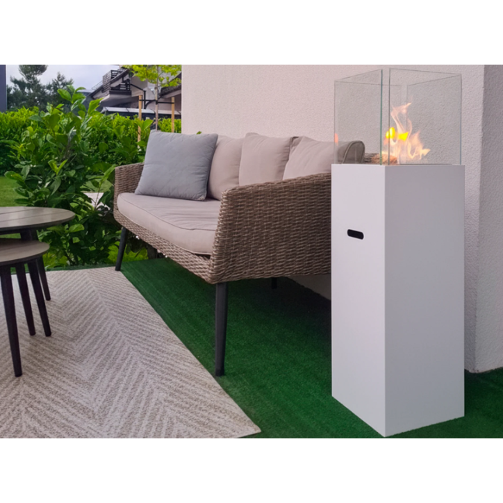 Biocheminée sur pied PATIO blanc mat 95,7 x 26,8 cm