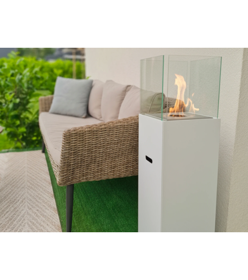 Biocheminée sur pied PATIO blanc mat 95,7 x 26,8 cm
