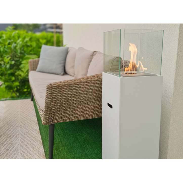 Biocheminée sur pied PATIO blanc mat 95,7 x 26,8 cm