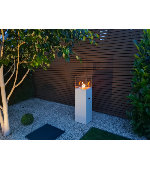 Biocheminée sur pied PATIO blanc mat 95,7 x 26,8 cm