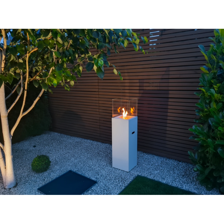 Biocheminée sur pied PATIO blanc mat 95,7 x 26,8 cm