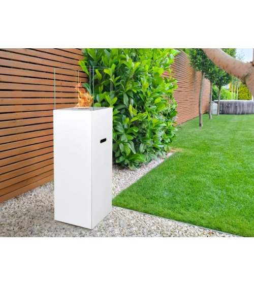 Biocheminée sur pied PATIO blanc mat 95,7 x 26,8 cm