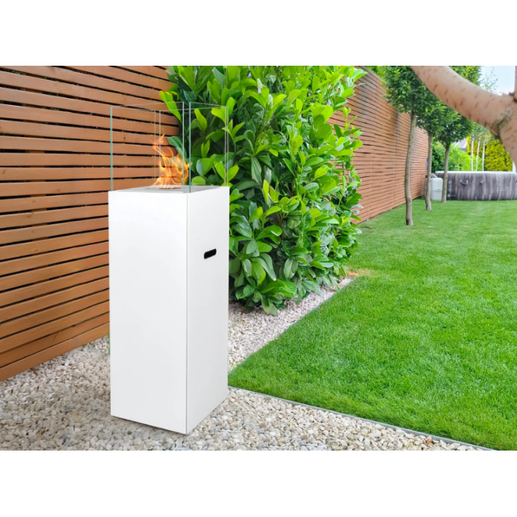 Biocheminée sur pied PATIO blanc mat 95,7 x 26,8 cm