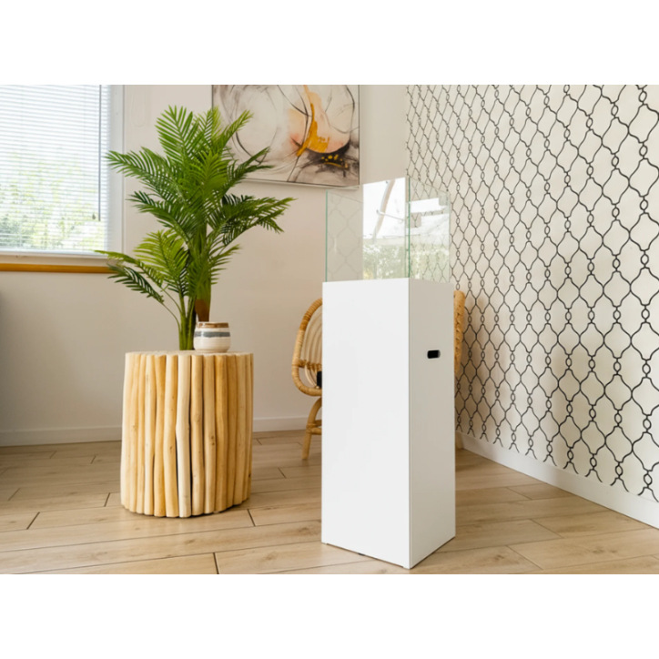 Biocheminée sur pied PATIO blanc mat 95,7 x 26,8 cm