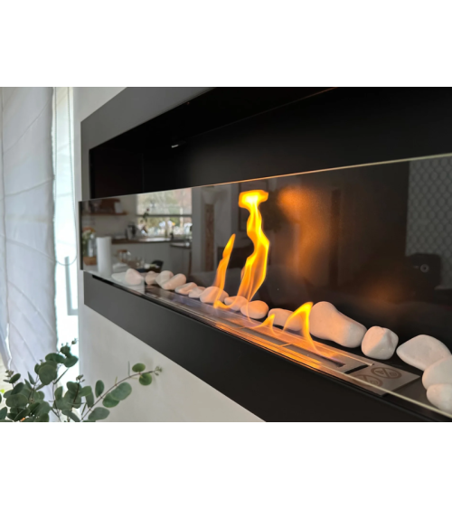 Biocamino 900 x 400 con vetro nero strutturato
