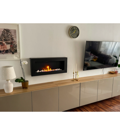 Biochimenea de pared 900x400 Box negro estructurado mate