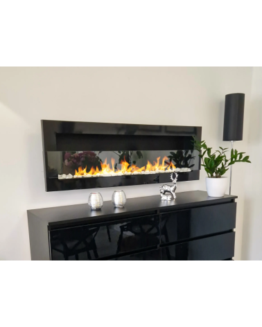 Biolareira de parede com vidro 1200 x 400 preto brilhante