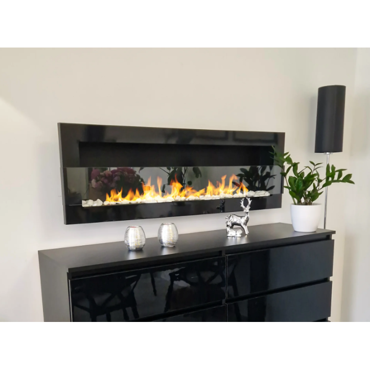 Biolareira de parede com vidro 1200 x 400 preto brilhante Biolareira de parede com vidro 1200 x 400 preto brilhante