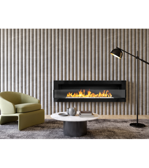 Biocheminée murale avec vitre 1200 x 400 noir brillant