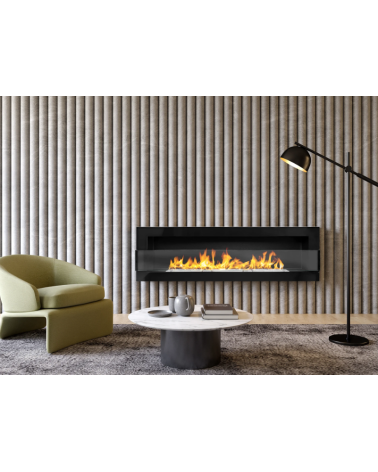 Biocheminée murale avec vitre 1200 x 400 noir brillant