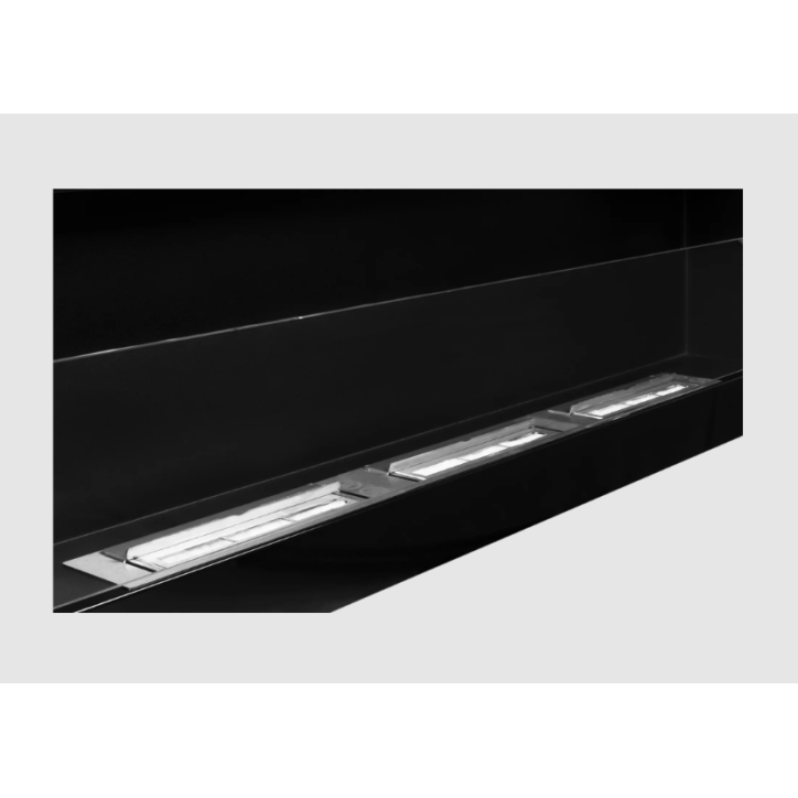 Biochimenea mural con cristal 1200 x 400 negro brillante