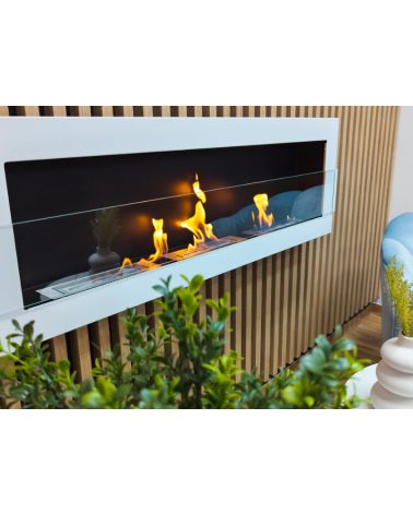 Biocheminée murale 1200 x 400 blanc brillant avec vitre