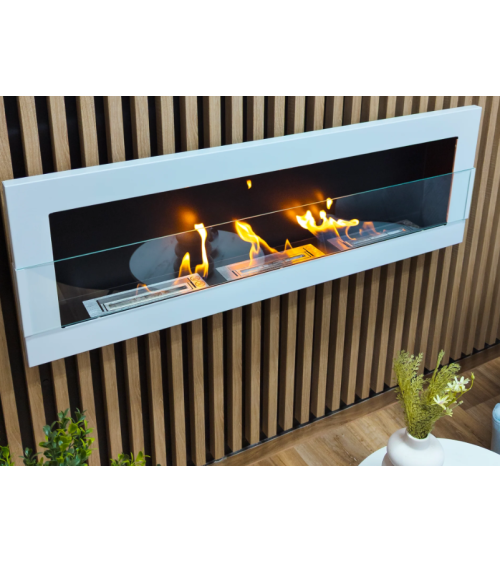 Biocheminée murale 1200 x 400 blanc brillant avec vitre