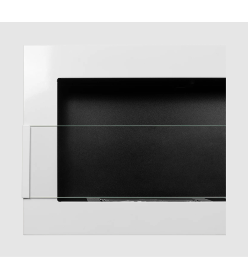Biocheminée murale 1200 x 400 blanc brillant avec vitre