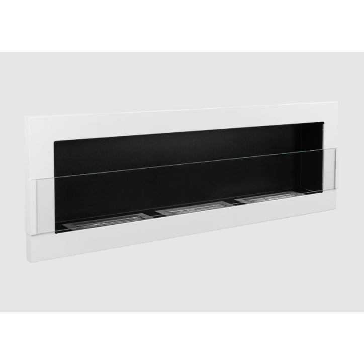 Biochimenea mural 1200 x 400 blanco brillante con cristal
