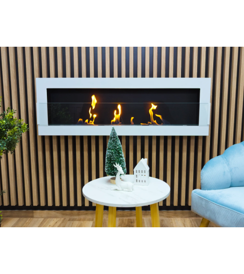 Biolareira de parede 1200 x 400 branco brilhante com vidro