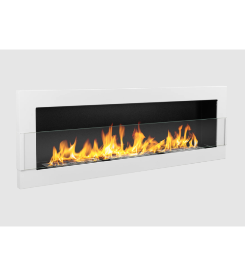 Biocheminée murale 1200 x 400 blanc brillant avec vitre