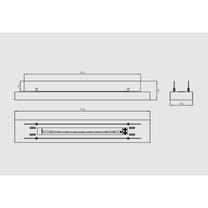 Biocheminée encastrable avec vitre 1200 mm