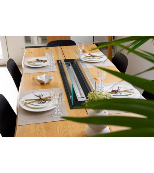 Biocheminée encastrable insert 100 cm noir mat avec vitres