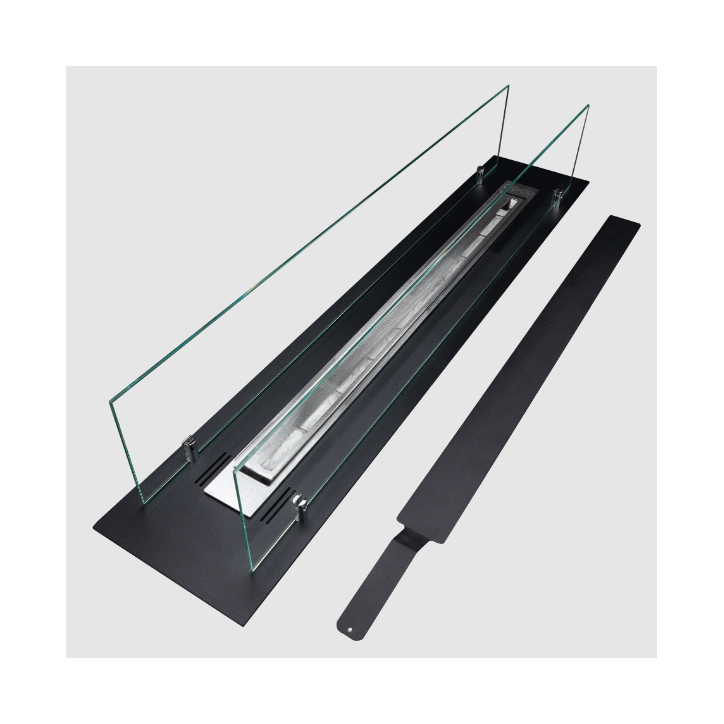Biocheminée encastrable insert 100 cm noir mat avec vitres Biocheminée encastrable insert 100 cm noir mat avec vitres