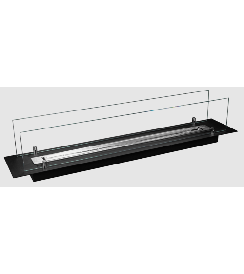 Biolareira de encastre inserto 100 cm preto mate com vidros
