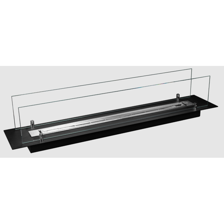 Biochimenea empotrable inserto 100 cm negro mate con cristales