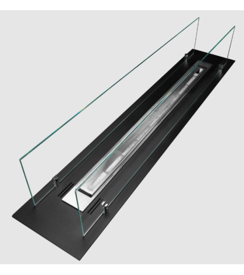 Biocheminée encastrable insert 100 cm noir mat avec vitres