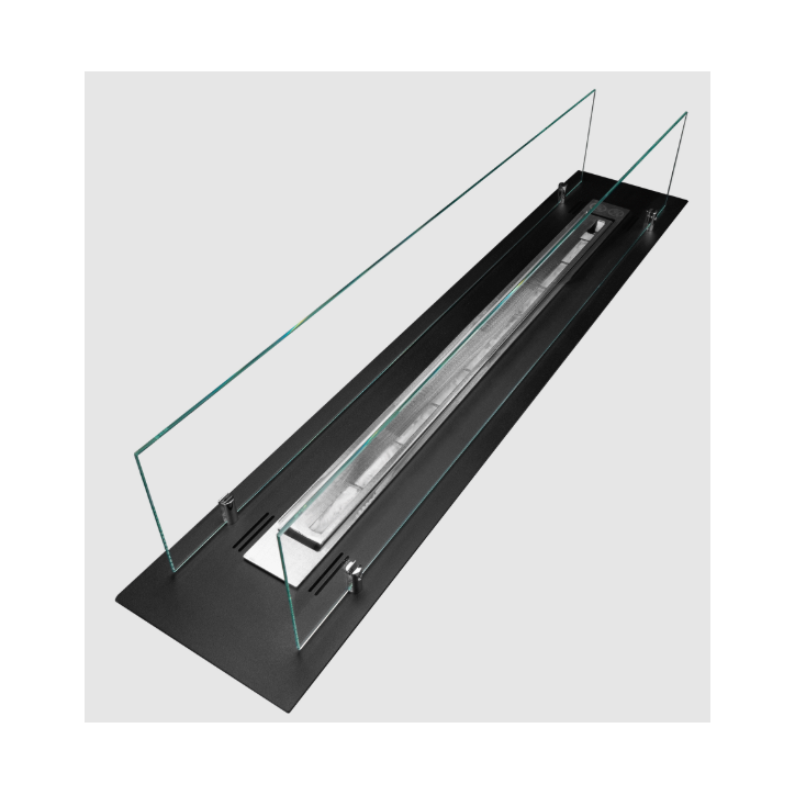 Biolareira de encastre inserto 100 cm preto mate com vidros
