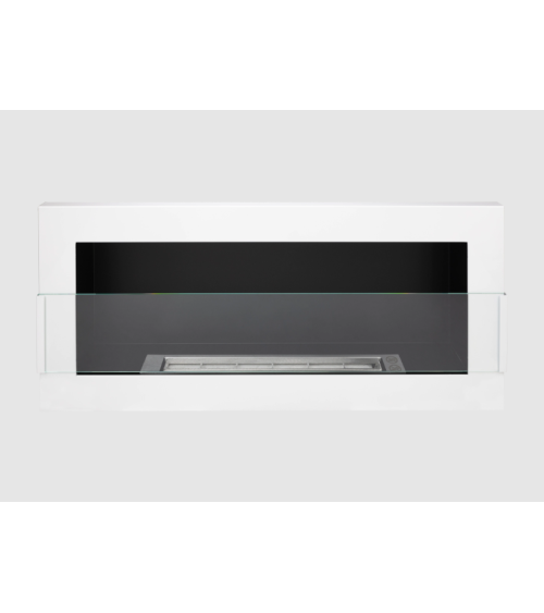 Biocheminée 900x400 avec vitre blanc brillant