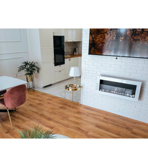 Biocamino 900x400 con vetro bianco lucido