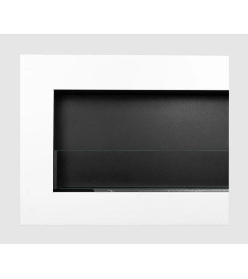 Biocheminée murale avec vitre 900x400 Box blanc structuré mat