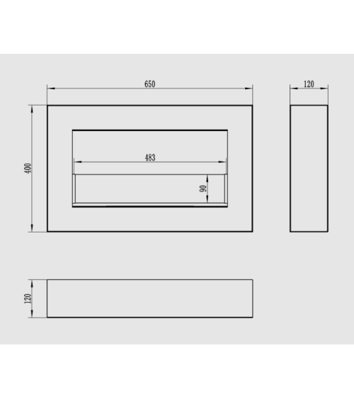 BIOLAREIRA BOX 650X400 PRETA COM VIDRO