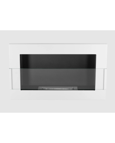 Biocheminée murale avec vitre 650x400 blanc brillant