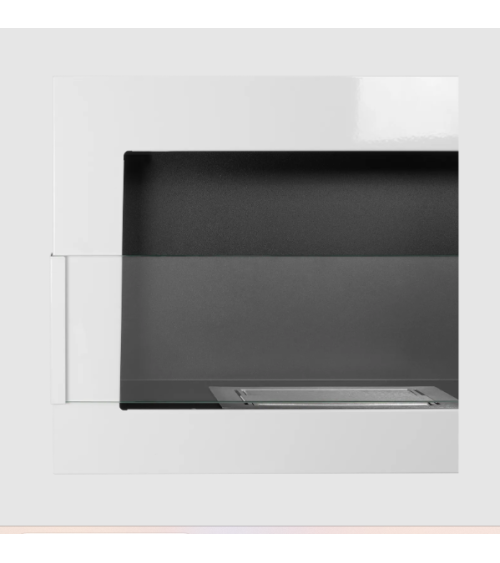 Biocheminée murale avec vitre 650x400 blanc brillant